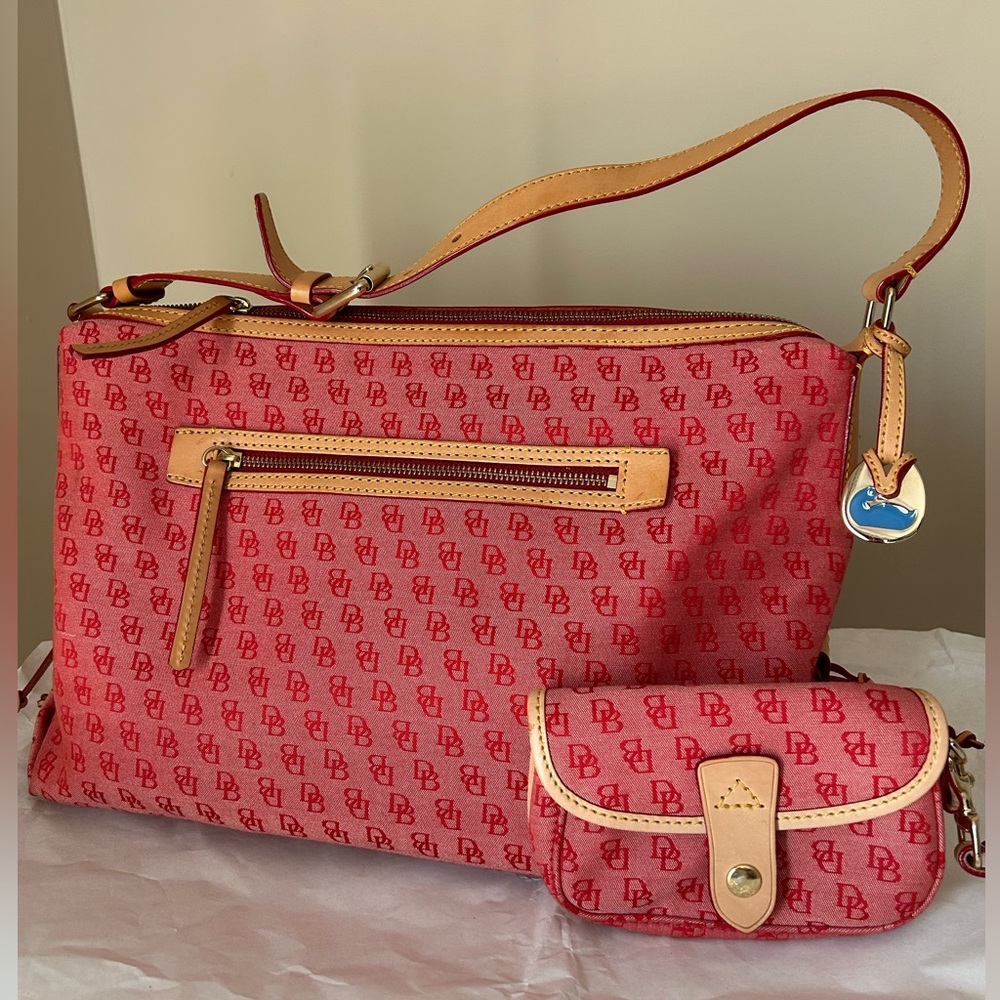 Dooney & Bourke Red Signature Large Shoulder bag and wristlet